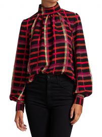 Eddy Puff-Sleeve Check Blouse at Saks Fifth Avenue